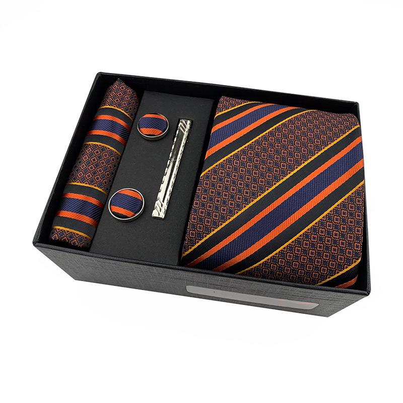 Paisley Men'S Tie Square Cuff Tie Clip Gift Box Set Business Casual Tie Black Gift Box