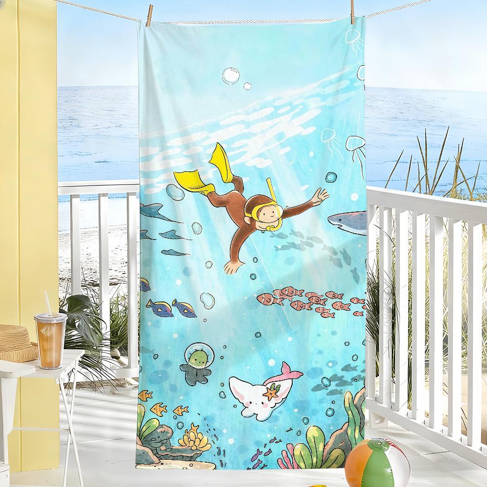 Cartoon cute C-Curious G-George Towel Drying Bath Towel Applicable To Light Swimming Camping Yoga Beach Out