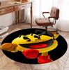 PAC Pattern Round Rug, Indoor/Outdoor Mat, for Picnic, Gameroom, Bedroom, Office, Living Room, Home Decor Carpet, Birthday Gift