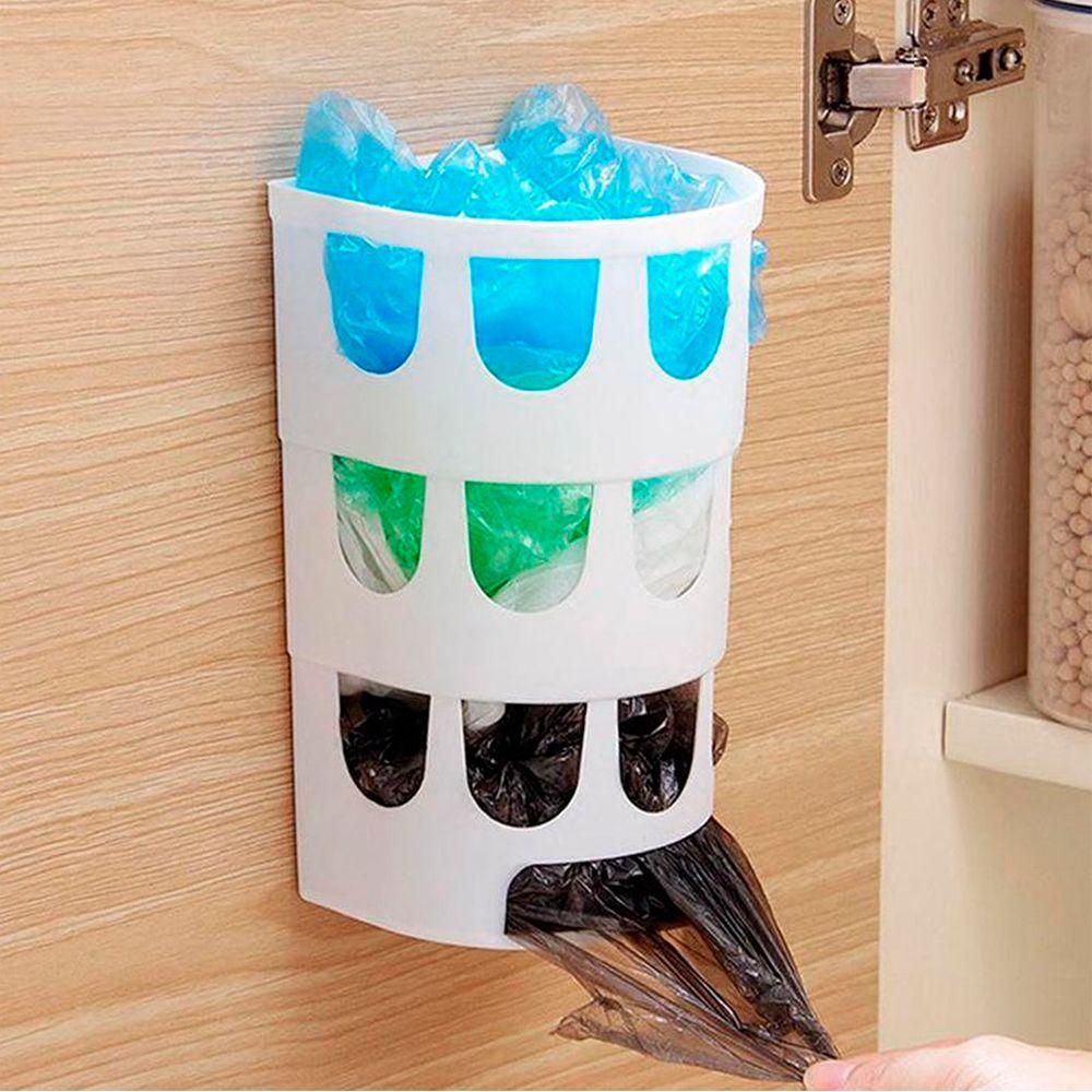 Kitchen Storage Multipurpose Garbage Bags Tableware Organizer Wall-mounted Plastic Bag Container