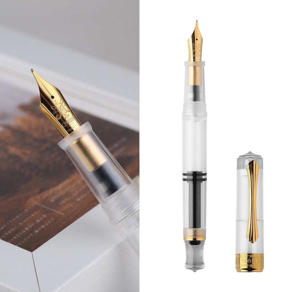 PENBBS 470 Vacuum Filling Fountain Pen Blade/Round Nib Pen Large Capacity Transparent Acrylic Business Writing Gift Pen