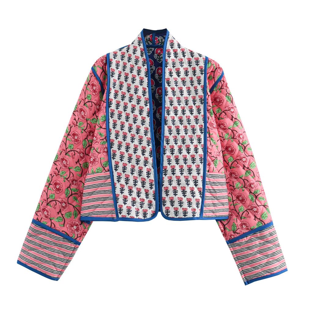 Herbst Damen Street Fashion Wendbare Bedruckte Baumwolljacke Mantel