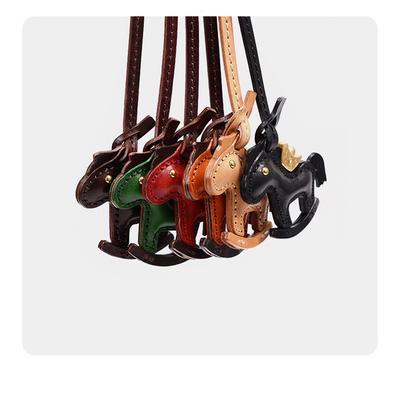 Horse-style Handmade Genuine Leather Bag Charm Car Hanging Accessory Keychain Decoration