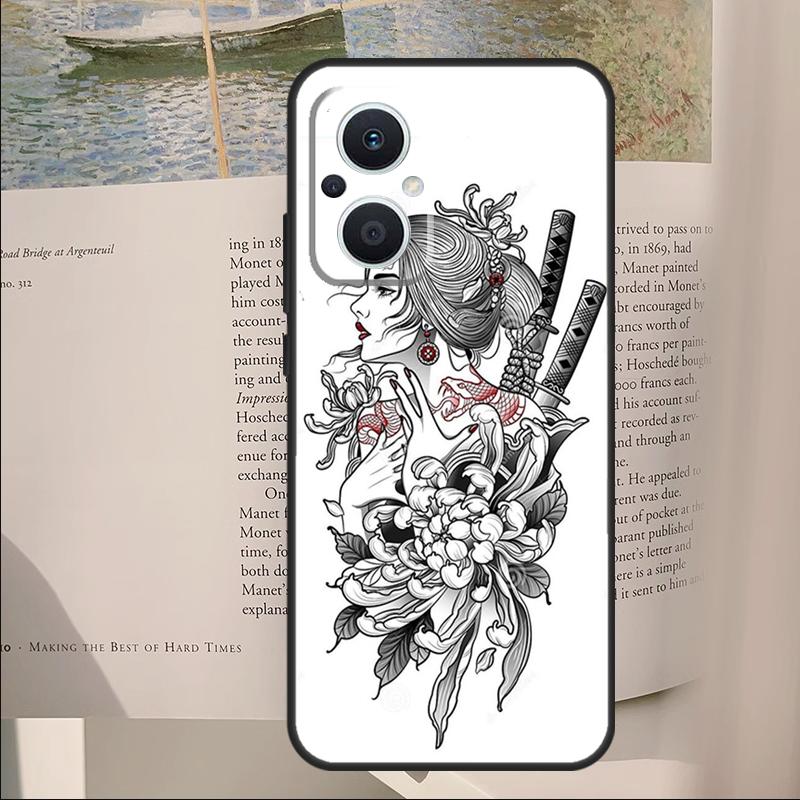 

Samurai Warrior Geisha Cover For OPPO Reno 7 8 Lite 11F 12F 13F 14F 10 11 12 13 14 Pro OPPO Find X6 X8 X9 Pro Case OPPO Reno12 Pro
