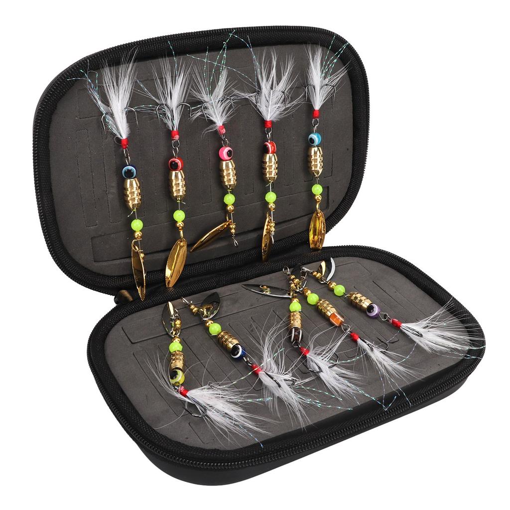 10 ks flitrů rotační rybářské návnady péřové háčky z vysoce uhlíkové oceli odolné vůči slané vodě