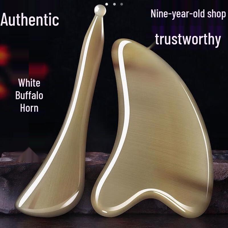HANDUNYOU Natural White Buffalo Horn Gua Sha Plate
