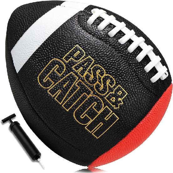 PassCatch Composite Training Football, Peewee Size, Youth Size(Ages 5-13) & Official Size(Ages 14+), Enhance Solo Passing Catching Skills(with Pump)