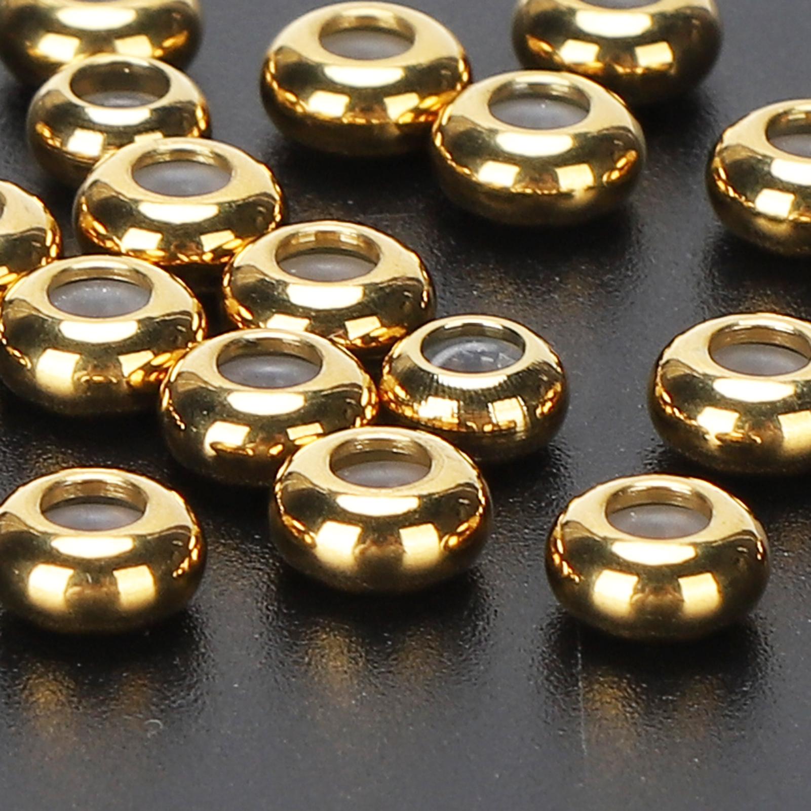 20 stuks Roestvrij Staal Afstandhouders Kralen Naadloos Sieraden Maken Accessoires Goud 7x3.5x1.2mm