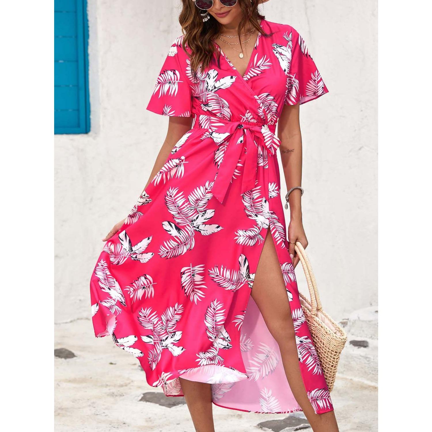 

2025 Новое женское модное элегантное платье весна-лето с принтом, тонкая талия, тренд, свободное и удобное платье XXL