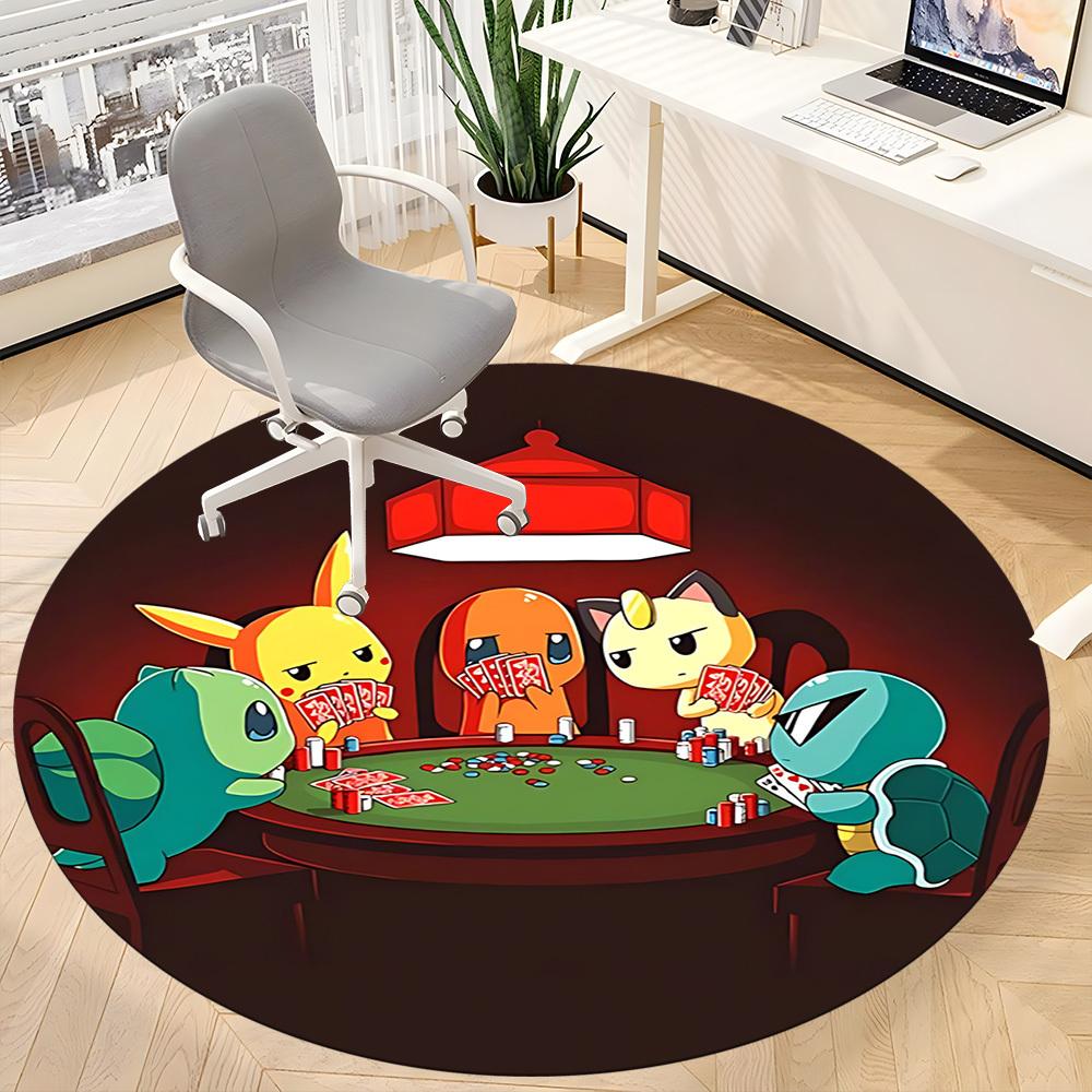1pc Pokemon Characters Party Office Round Area Rug, Under Office Chairs Bedroom Living Room Home Decor  A1022275