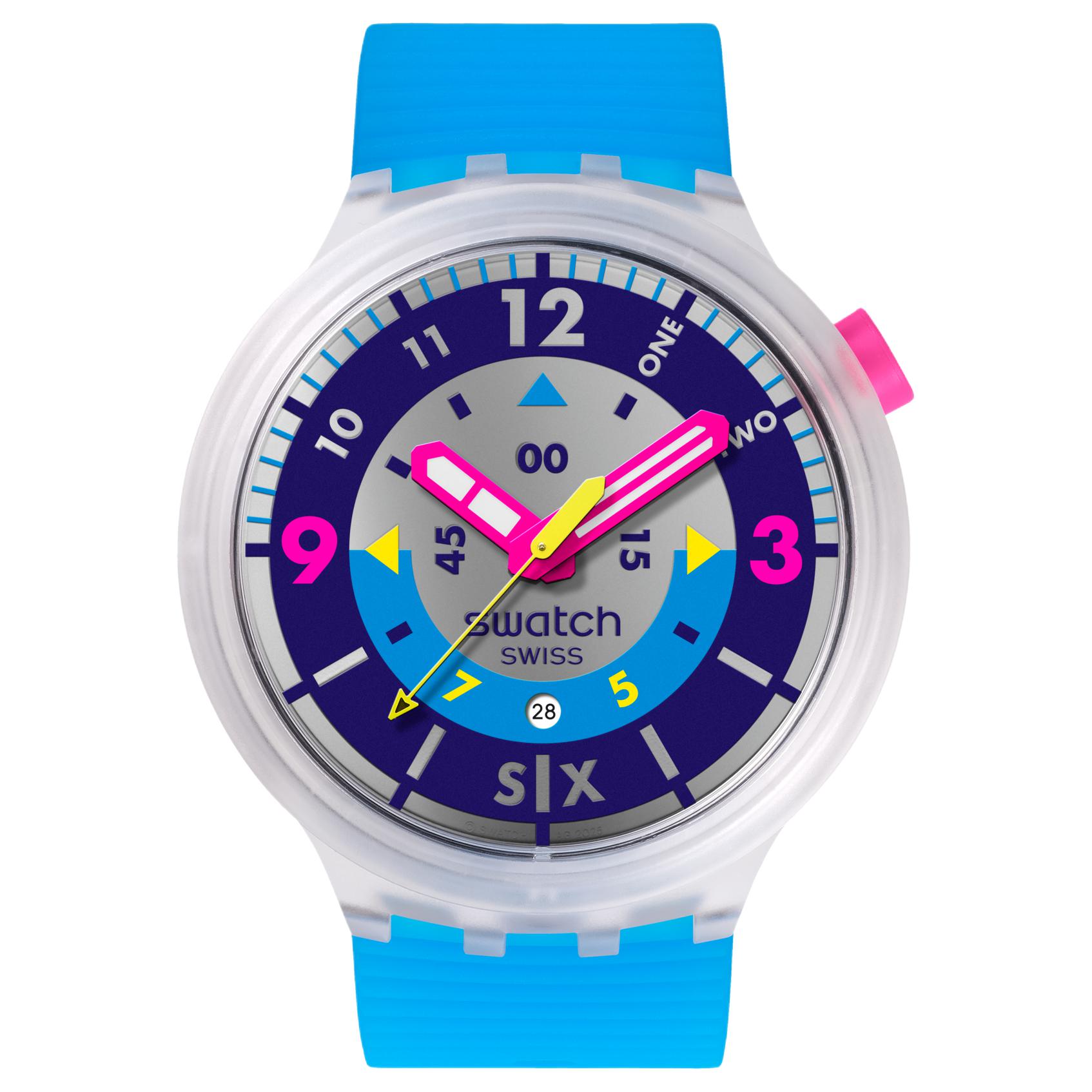 SWATCH Neon Series Quartz Movement 30 Meters Waterproof Casual Men s Watch Swiss Watch 47mm Gray Dial Polymer Case Silicone Strap SB01K400 серый