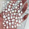 Autocollants pour ongles de Noël mignons 5D: Ours Blanc, Bonhomme en Pain d'Épice, Rennes, Dessin Animé, Bricolage, Autocollant