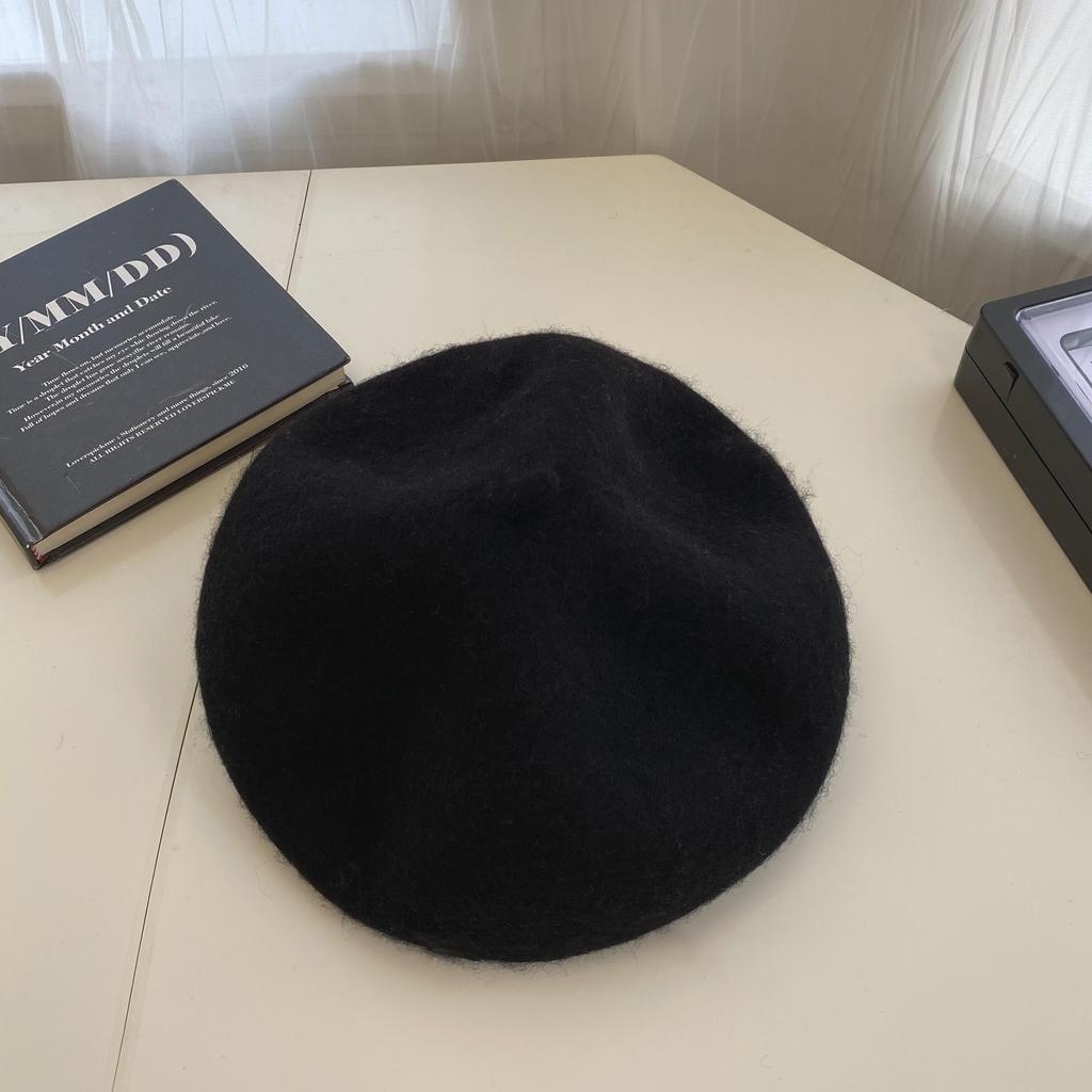 Australian Wool Beret Children'S Autumn And Winter Retro Versatile Solid Color Woolen Hat Showing Face Small Painter Hat Bud Hat