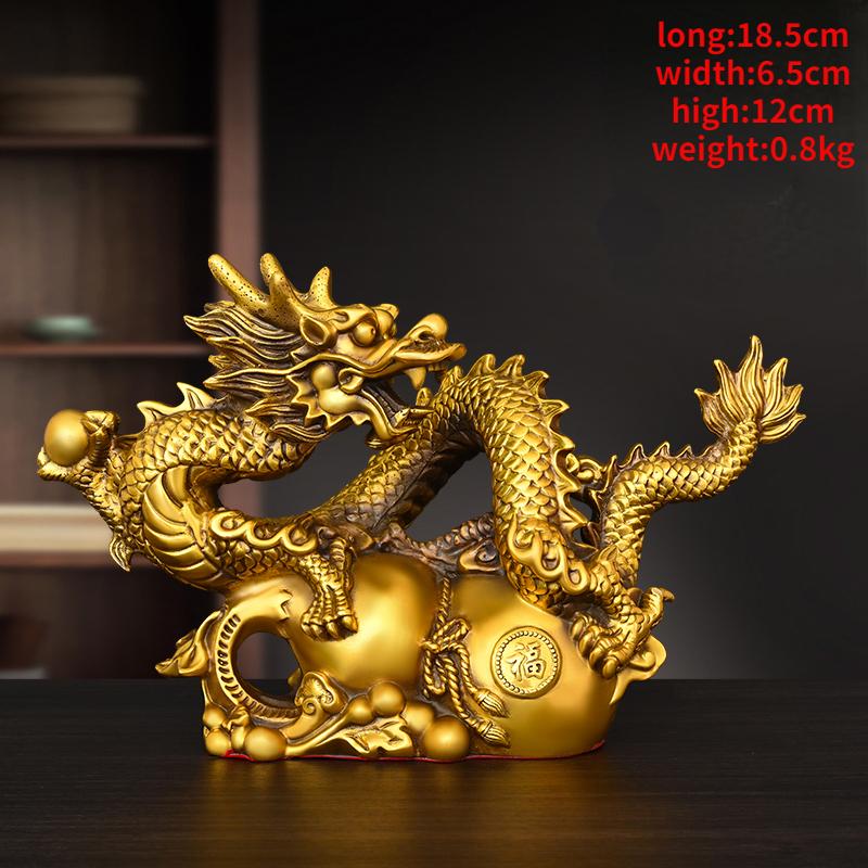 High Quality Copper Animal Dragon Ornament ,Gourd Golden Dragon Auspicious Home Shop Decoration