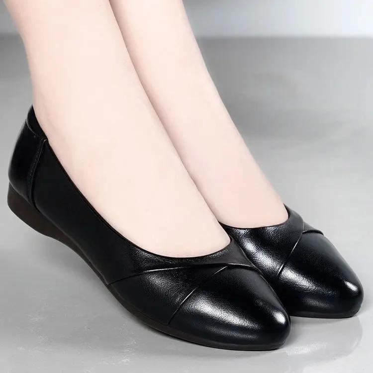 2025Women Classic Round Toe High Quality Spring Slip on Square Heel Shoes Lady Casual Comfort Spring & Summer Red Heel Pumps