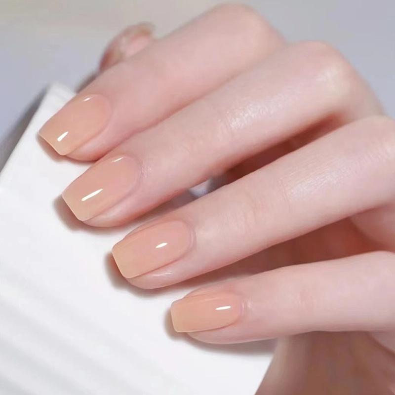24Pcs Long Euro Square Acrylic Fake Nails Solid Burgundy Full Coverage Press On Removable False Nail Art