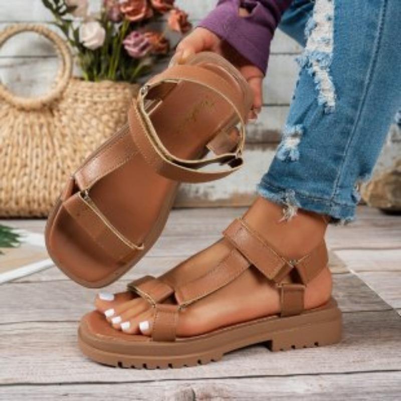 

Новый стиль женская обувь липучка плоская плоская крутые квадратный носок тапочки 42 темно-коричневого