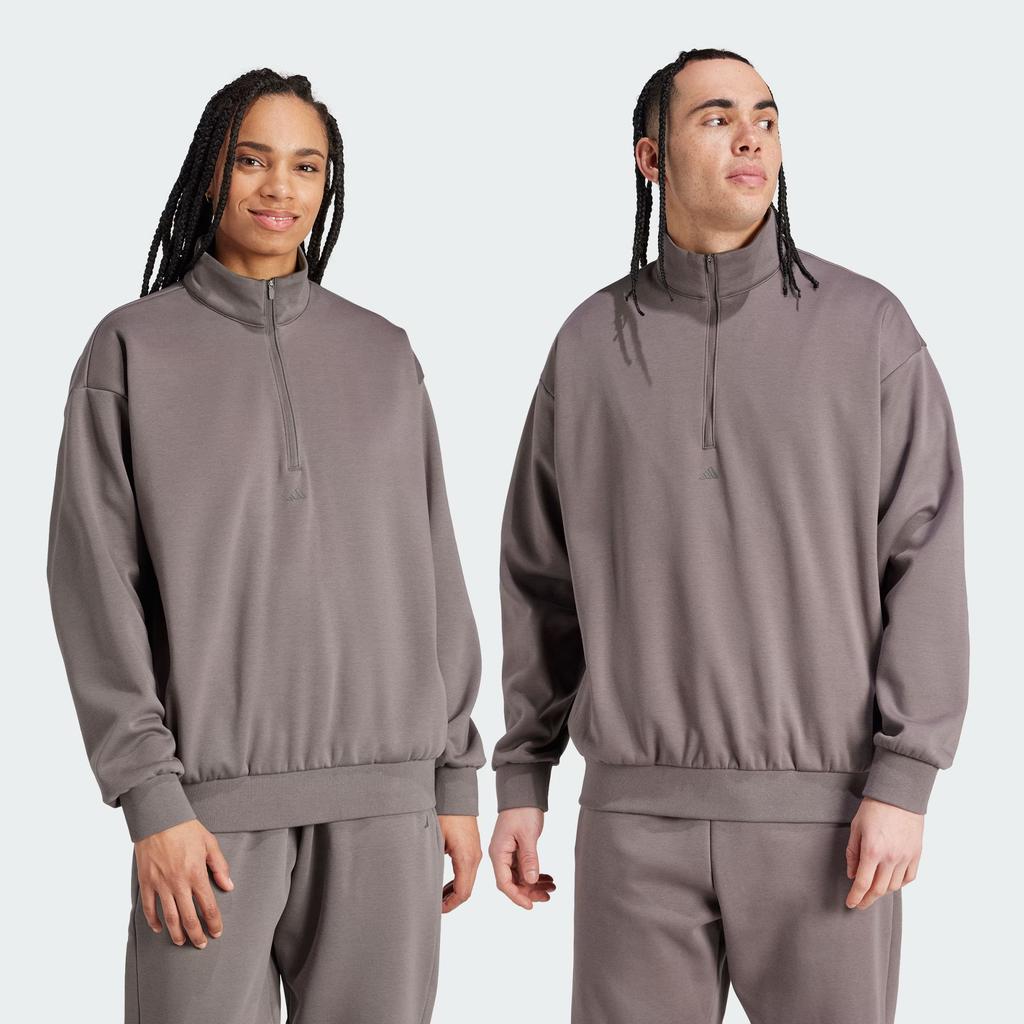 adidas The 2024 Collection Chapter 02 Logo Half-Zip Stand Collar Sweatshirt Unisex Tops Charcoal-Grey IW1627