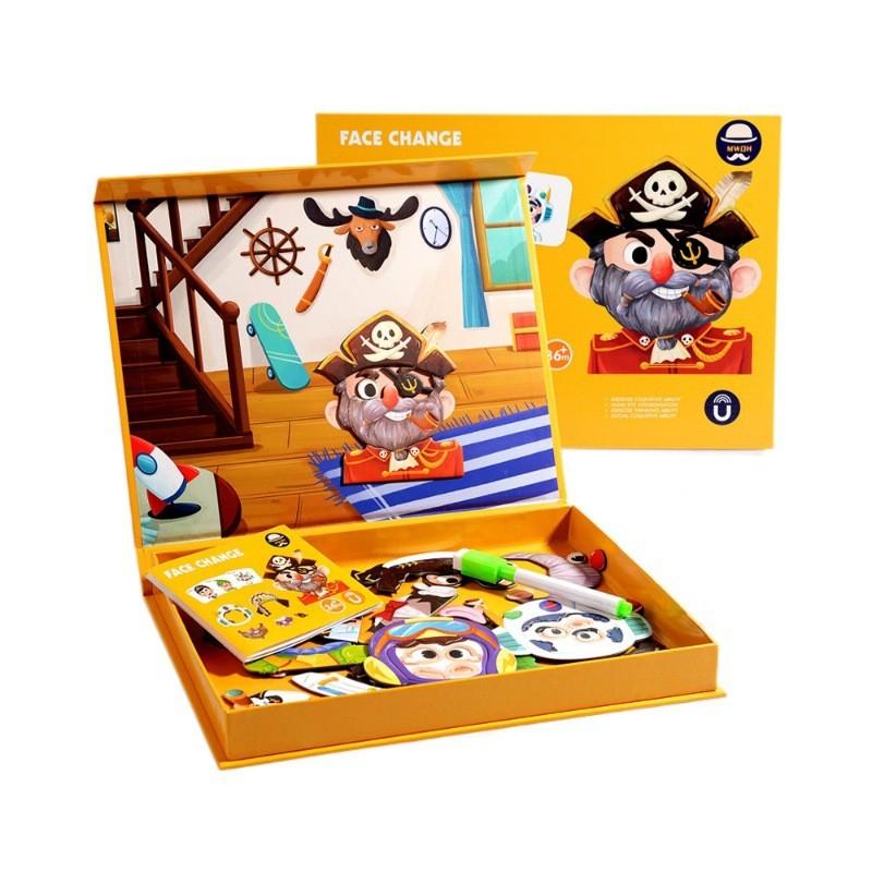 Wooden Childrens Puzzle With Magnetic Faces For Kids Ages 3 To 6 Educational Toy