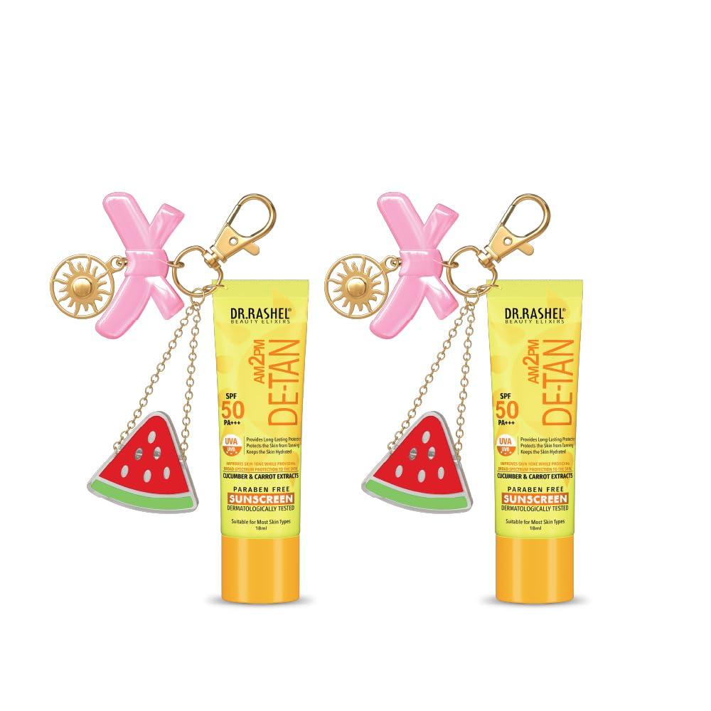 

DR.RASHEL DE-TAN SUNSCREEN SPF 50 PA+++ SKIN HYDRATING, PROVIDES LONG-LASTING PROTECTION WITH CUCUMBER & CARROT EXTRACT, Paraben free, All skin T