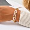 Fashion Women'S Wrist Jewelry Stainless Steel White Jade Splicing Chain Bracelet Gold Br-2678