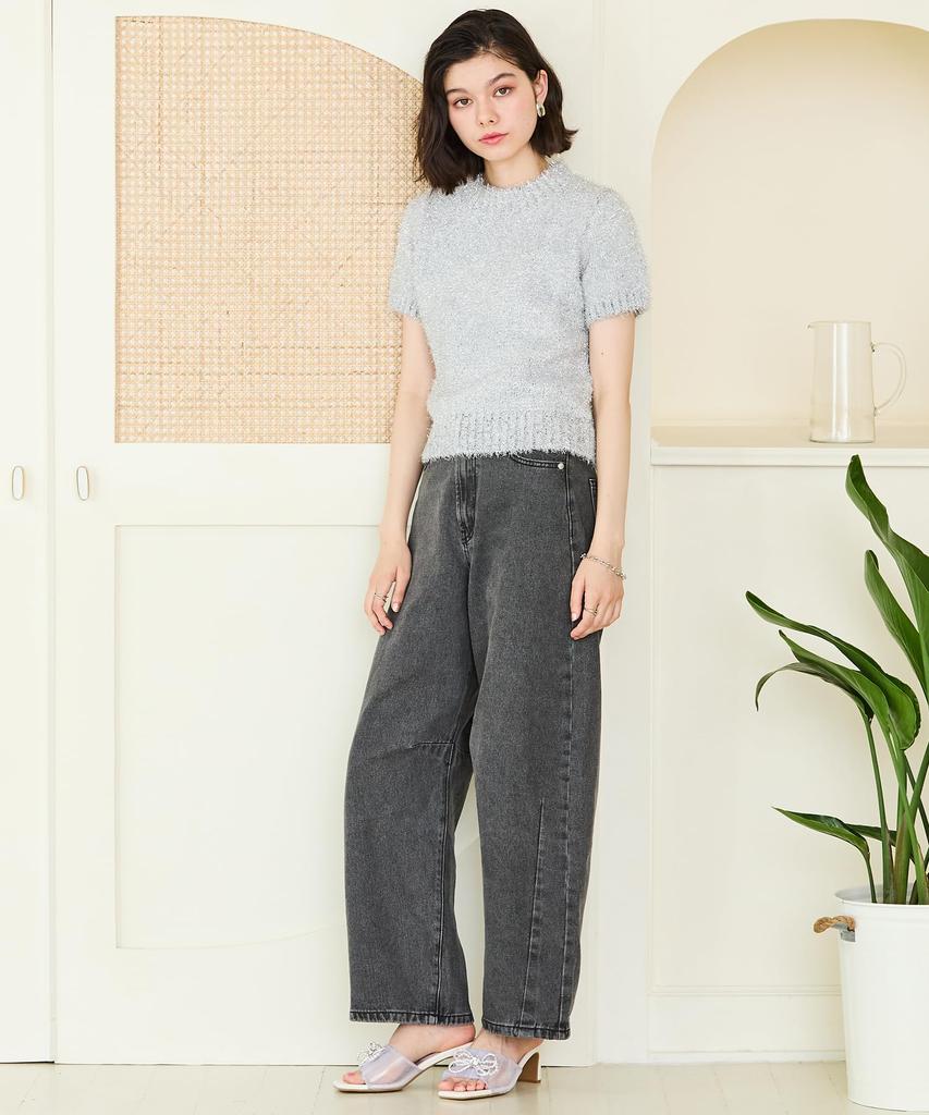 Sandals Mules Ribbon Clear Heel Feminine MO42202 [Oriental Traffic] 7.5cm Women's 22.0cm~22.5cm