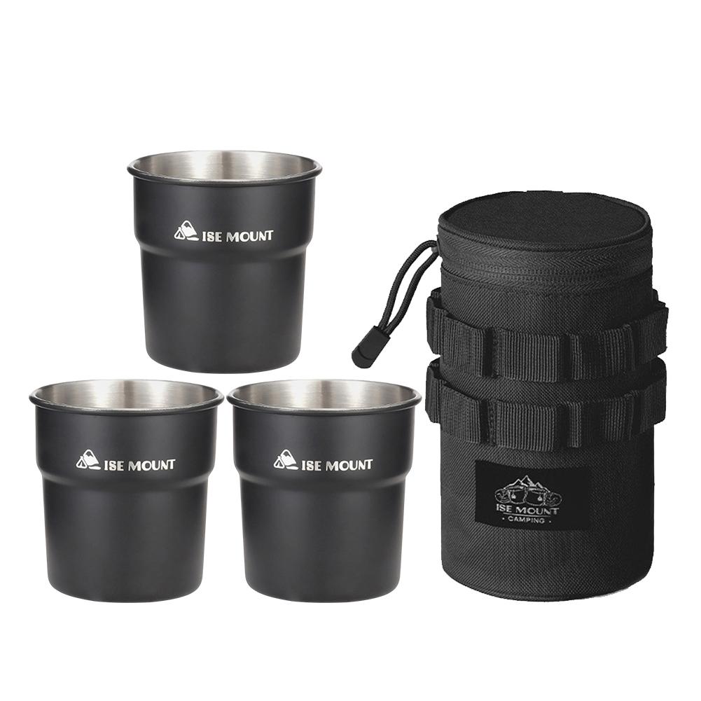 3Pcs 300ml Tea Coffee Milk Mug with Storage Bag Camping Beer Cup Stainless Steel Portable Water Cup for Outdoor Barbecue