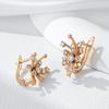 Kienl  Unique  Rose Gold Color Flower Drop Earring For Women Shiny Natural Zircon Accessories Daily Vintage Jewelry Gift
