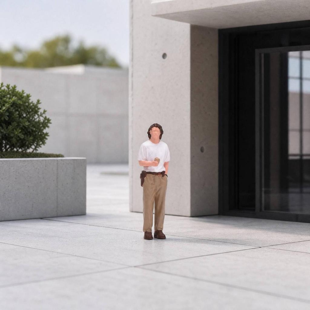 Resin Miniature Figure Realistic Standing Man with Coffee Cup Lifelike