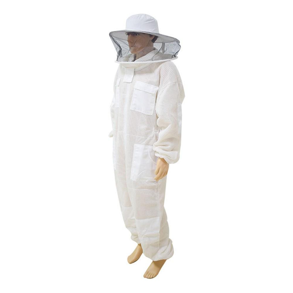 Professional Beekeeping Clothing, Anti Bee Suit, 3 Layer Air-Through Protective Full Body Suit with Removable Hat, Ventilated L