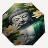 1PC Buddha LotusAutomatic Open/Close Umbrella with Windproof, 8-Rib Sturdy Canopy, Durable Ribs, Fashionable Design, Outdoor Accessory, Fun Prin, Holi