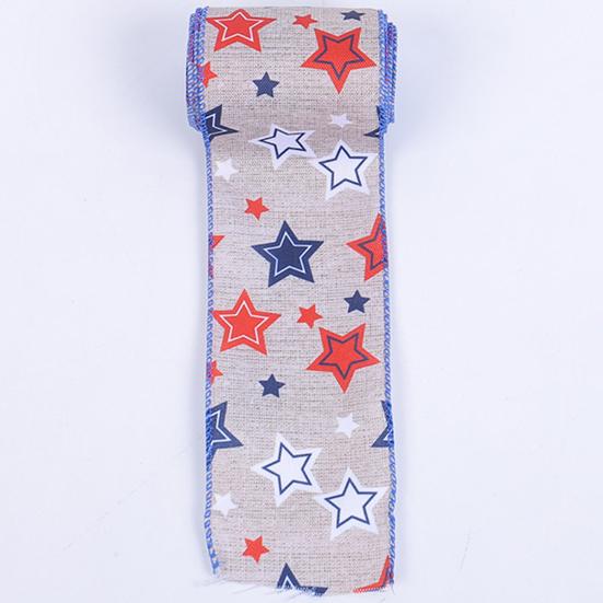 Κορδέλα 1/3 Roll American Flag Διπλής Όψης Αστέρι Ριγέ Ενσύρματη Κορδέλα Πακέτο Κόκκινη 4η Ιουλίου Ημέρα της ανεξαρτησίας Μπλε Λευκή Κορδέλα DIY Craft