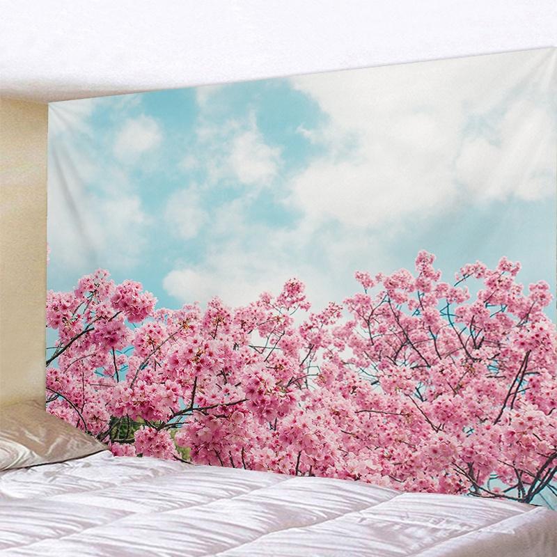 VIKAMA Japanese Cherry Blossom Tapestry Oriental Landscape Wall Hanging Decor for Bedroom Living Room Home Decor