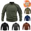 **Stand Collar Men's Sweatshirt Autumn Winter Warm Loose Solid Color Outdoor Breathable Tactical Pullover Top**