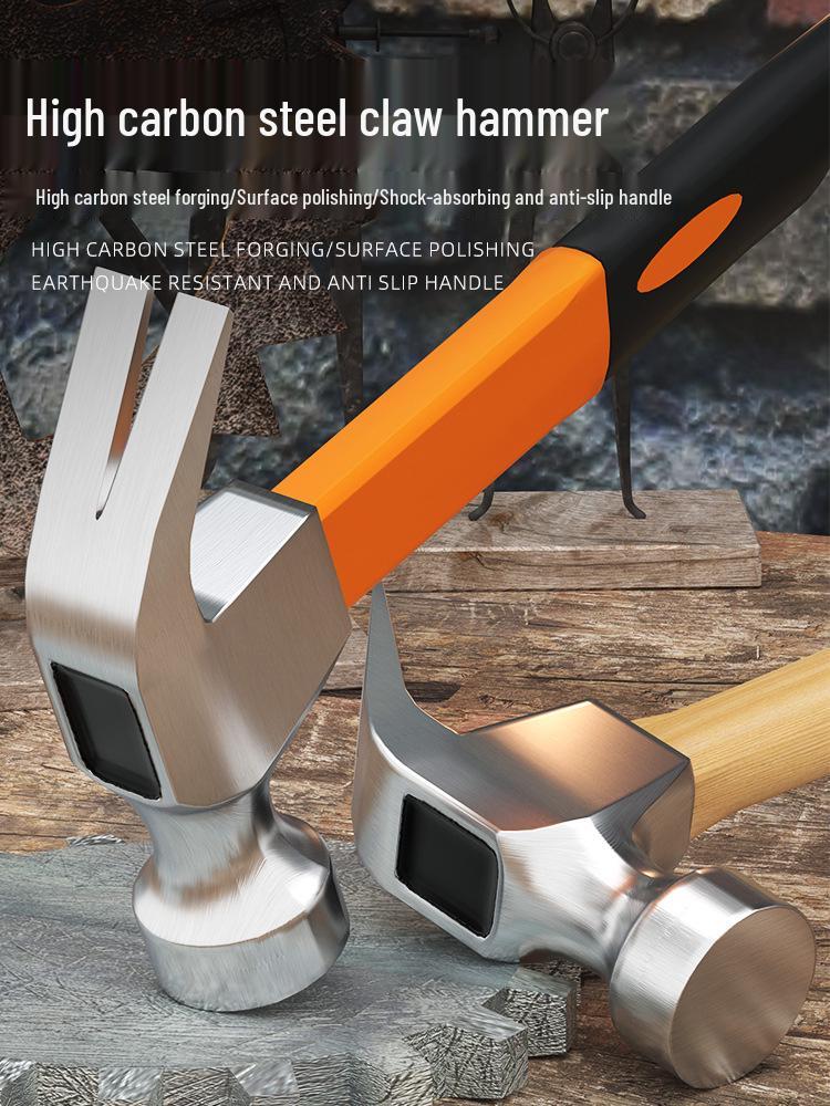 Mini Claw Hammer: Compact, Iron Tool for Woodworking, Household Use, Nail Pulling, and Firefighting.