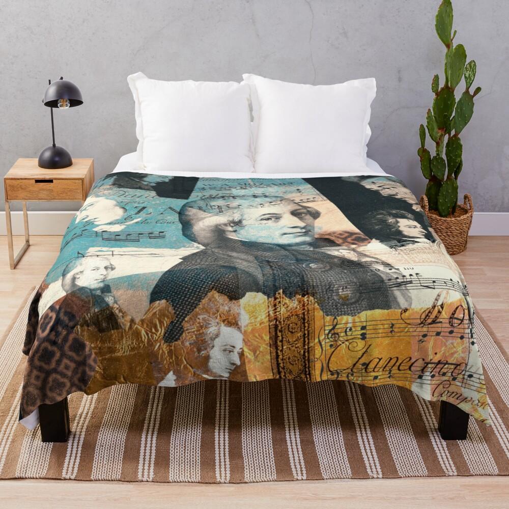 Wolfgang Amadeus Mozart Portrait, Composer Throw Blanket