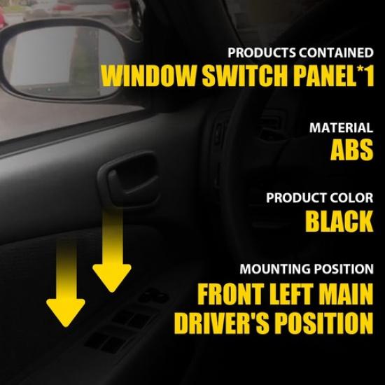 Black Driver Left Master Power Window Switch Bezel Trim For 98-02 Toyota Corolla