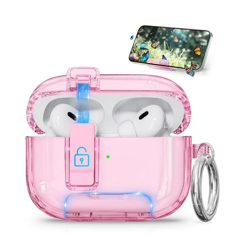

Automatic Bounce Cover Protective Case 24 Earphone Transparent Anti-Lost and Anti-Fall Soft Case 4 Generation Dustproof Earphone Sleeves Pink Apple AirPods 4 Powder penetration