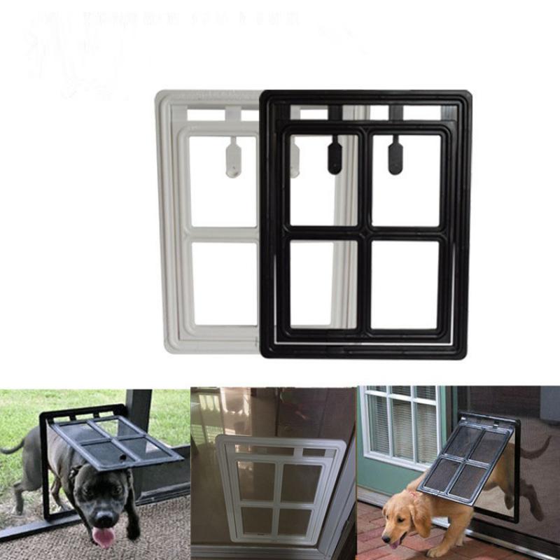 Classic Lockable Plastic Pet Door for Mosquito Proof Screen Window Security Flap Gates Pet Tunnel Dog Fence Free Access L