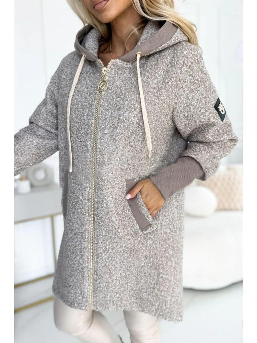 

2024 European & American Autumn/Winter Hooded Zipper Mid-Length Coat 3XL сірий колір