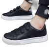 Men's Velcro Low-Top White Skate Shoes - Breathable, Thick-Soled, Non-Slip, Casual Footwear for Autumn