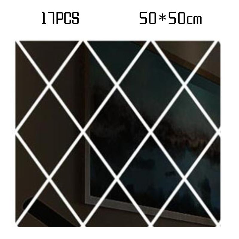 

Настенные акриловые зеркальные наклейки Влагостойкое украшение ТВ декор фон 17PCS 50*50cm/19.69*19.69in чёрный