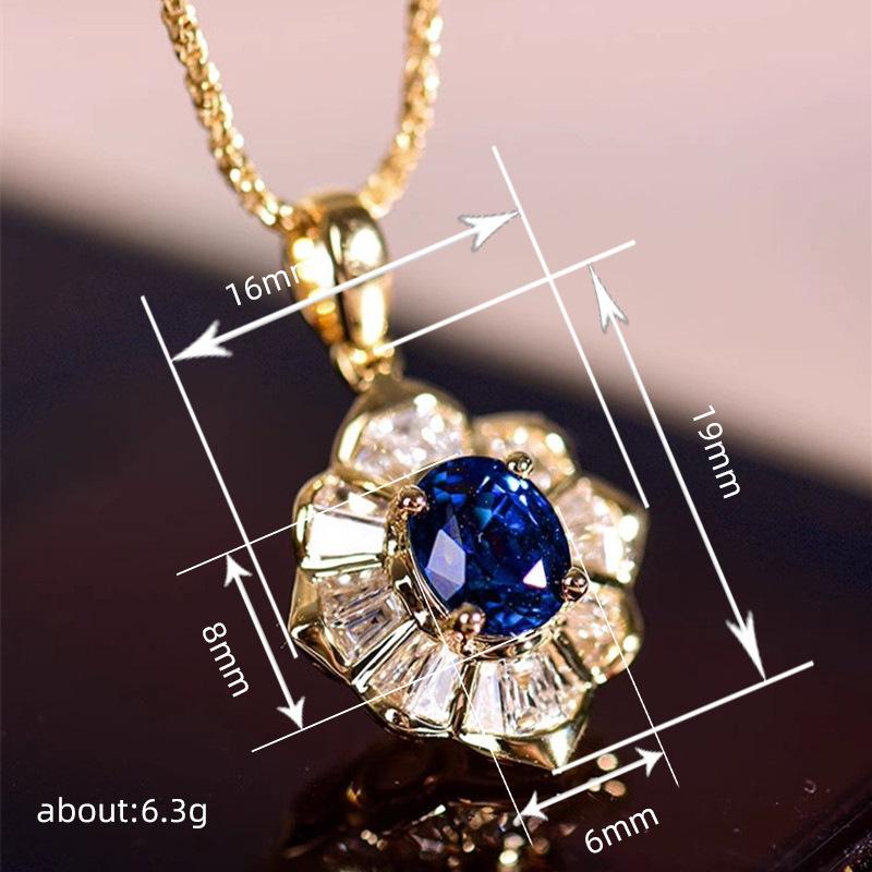 Inlaid Zircon Necklace Women, Geometric Begonia Pendant, Light Luxury Premium Neck Chain