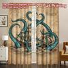 2D FLAT PRINTING 2pcs Curtains (Without Rod) Tall Ships and Tentacles Chic Chic Curtains Prints Light Filtering Curtains