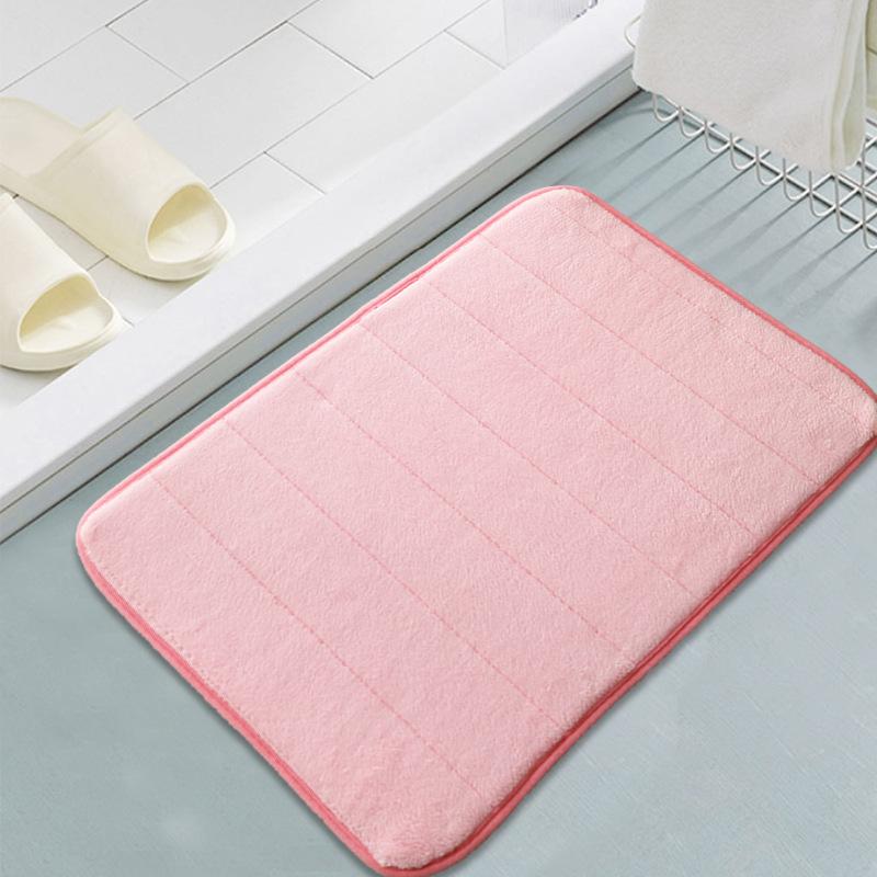 Solid Color Kitchen Bathroom Thick Coral Fleece Floor Mat