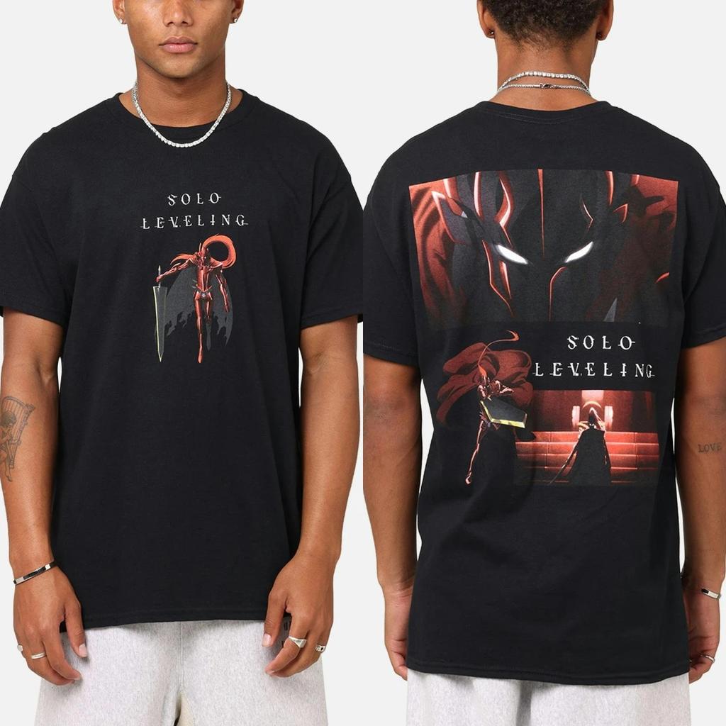 Hot Amine Solo Leveling Heavy Cotton T-Shirt Black White Tee Men's Women's Oversized Y2k Short Sleeves Hip Hop Streetwear Tops