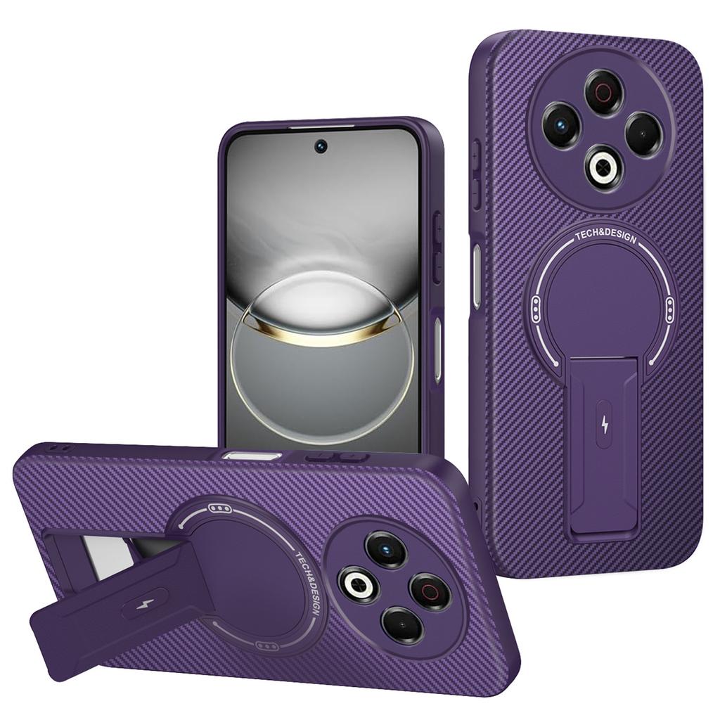 For TECNO Spark 30 4G Case Carbon Fiber Texture PC + TPU Phone Cover with Kickstand