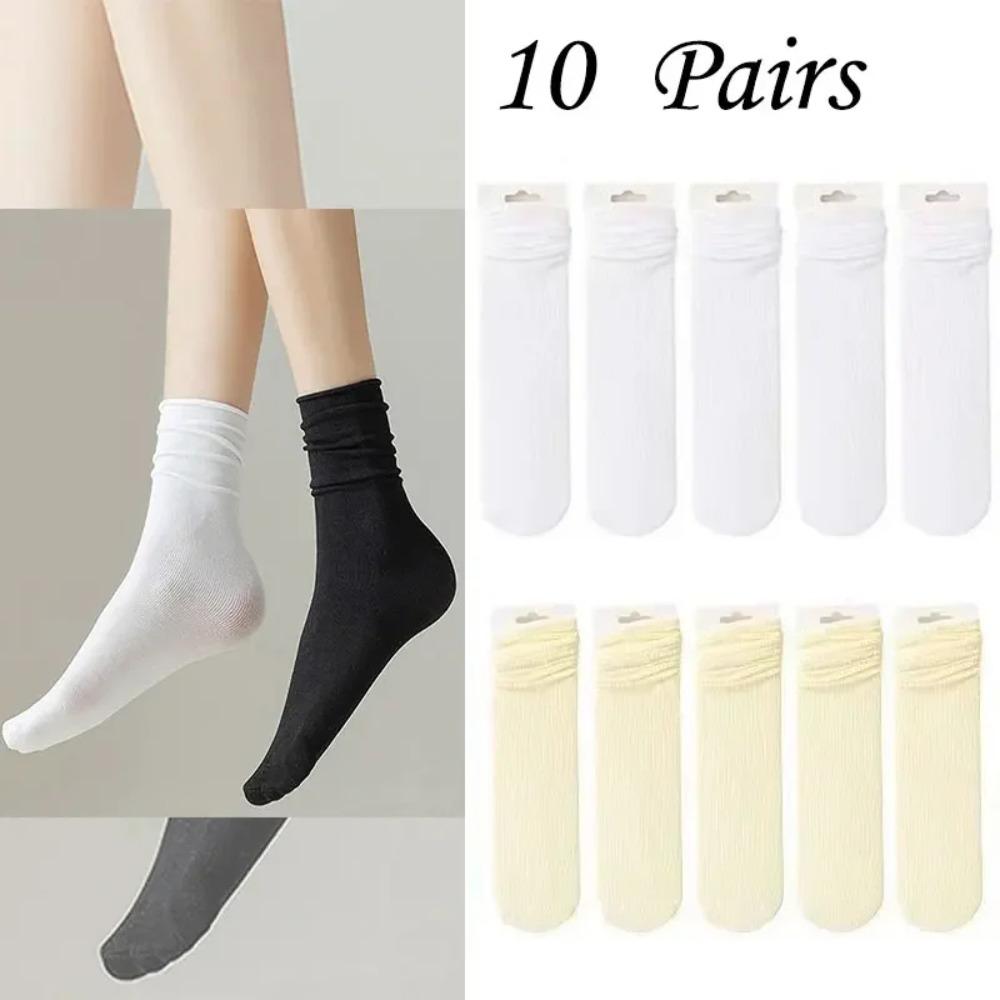 

10 Pairs Women s Everyday Crew Socks – Solid Color, Soft & Breathable, Ideal for Work School or Casual Outings One Size