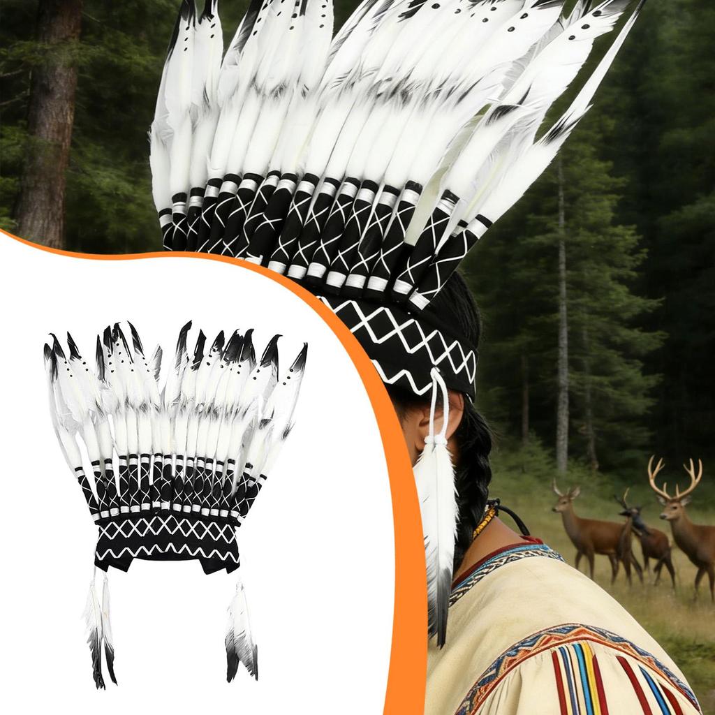 Indian Hat Feather Headdress Headpiece for Fancy Dress Masquerade Stage