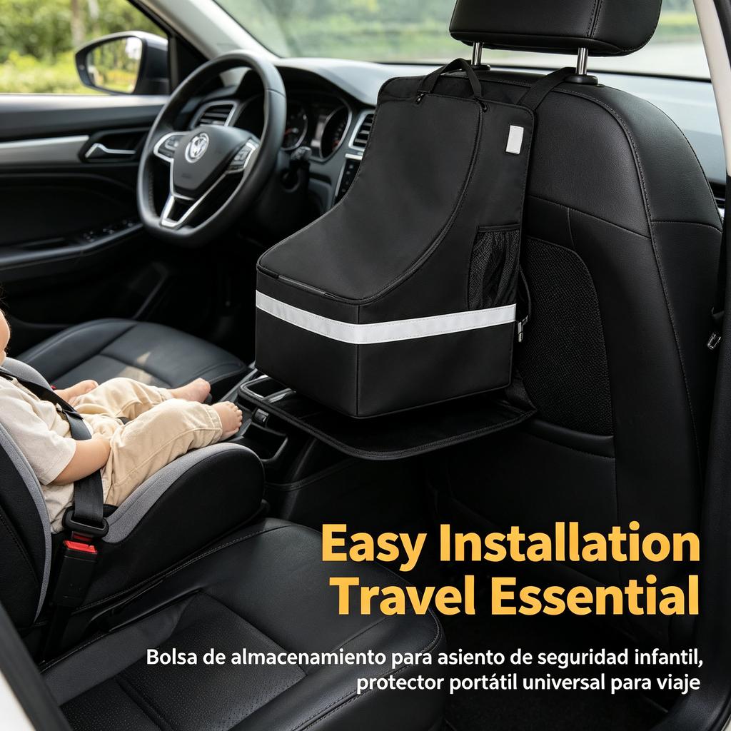 Bolsa de almacenamiento para asiento de seguridad infantil, protector portátil universal para viaje